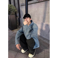 网图~cleanfit冰川蓝春季短款垫肩翻领皮衣夹克外套男JK2577批90，男装夹克，星座1004-6