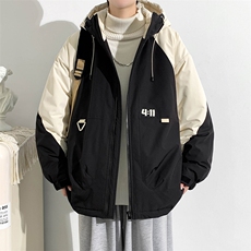 冬上新加棉印花棉服潮青少年连帽棉衣外套男女8325-P110控价158，男装棉衣，电商A441-1