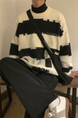 M6136/P65冬季港风新款针织衫男学生毛衣男外套宽松大码毛线衣男，男装针织衫/毛衣，电商A141