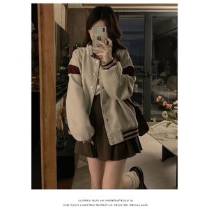 学院风字母刺绣棒球服外套少女春装2025新款初中高中学生宽松夹克图片