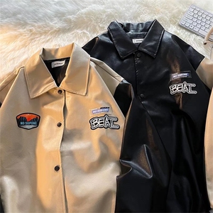 棒球服外套男港风痞帅宽松服夏秋季薄款皮衣潮流休闲夹克A62/P65图片