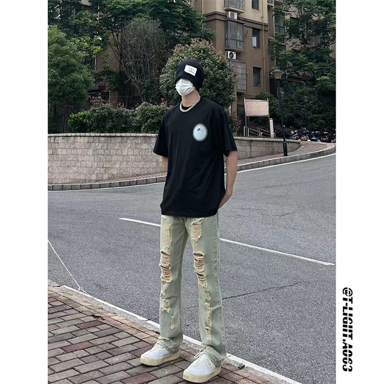 2026夏季美式高街破洞inx小众牛仔裤货号K725P55,男装牛仔裤,电商A063