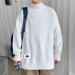 M18061-P45加绒款-P65半高领毛衣男士大码针织衫男毛线衣男