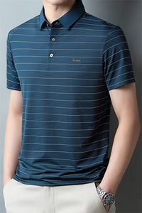 2023夏季新款polo衫男士短袖商务修身半袖男装带领上衣服翻领t恤图片