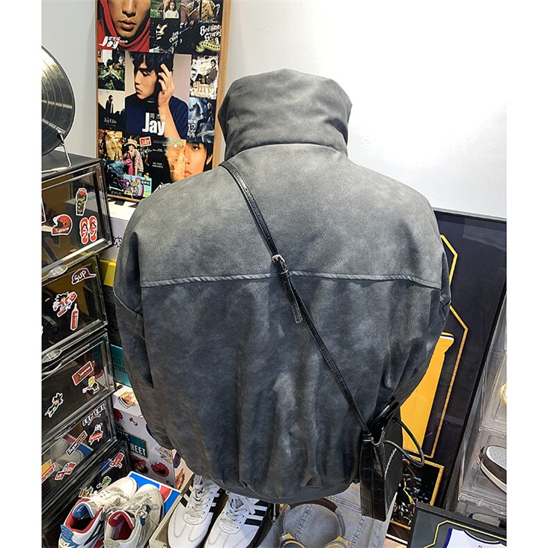 405A美式复古个性金属设计短款皮衣棉服MY24916-特批108控178,男装皮衣,星座405A