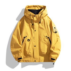 情侣冲锋衣防水男士秋季工装夹克潮流外套连帽A266-JK8014-P45图片
