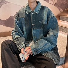 复古牛仔外套女2023年春秋新款宽松百搭小众潮牌机车夹克JKN113，男装夹克，星座1116A-1（原606A）