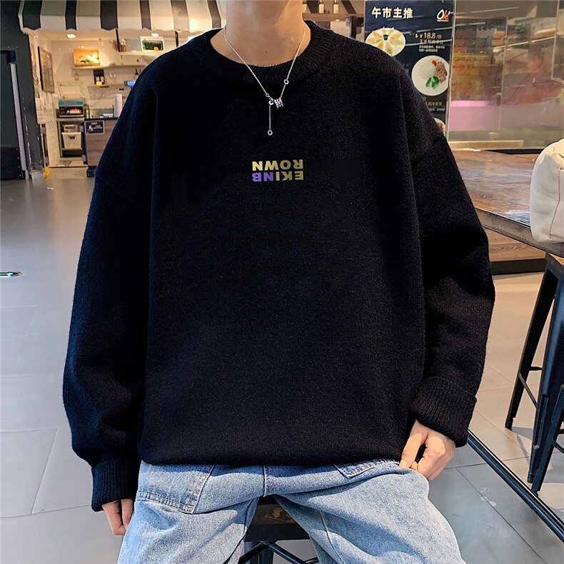 1港风圆领中性情侣潮流大码M-5XL印花毛衣男外套7732P48加绒P55,男装针织衫/毛衣,星座226-2