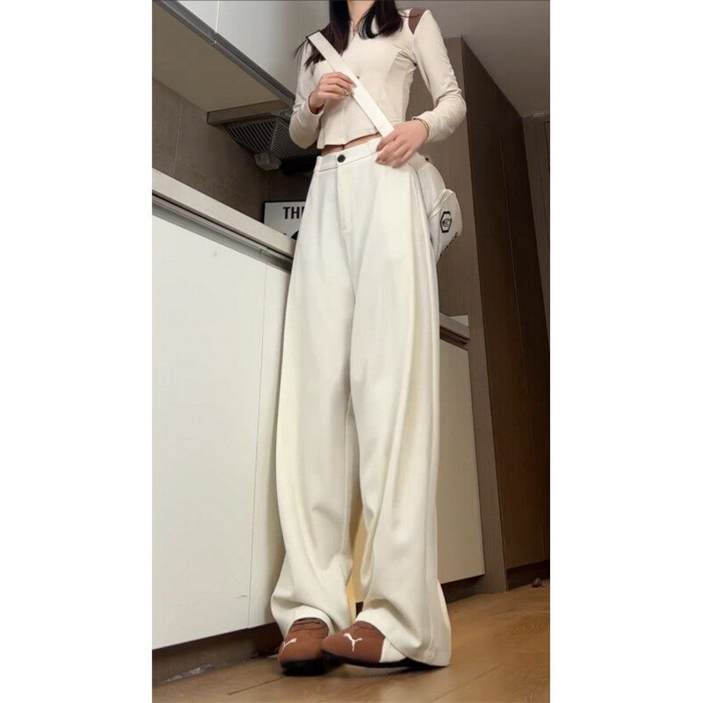 垂感阔腿西装裤cleanfit高级感直筒休闲长裤504-K868-P40控68图片