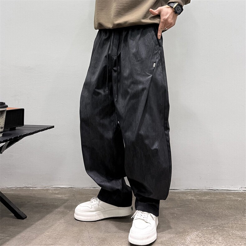 简约宽松直筒阔腿裤男裤子日系时尚青年做旧潮流裤505P75，男装休闲裤，电商B332-1