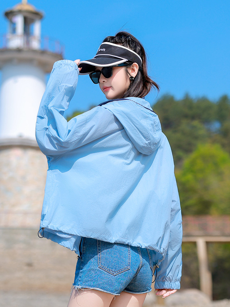连帽防晒衣女夏2025新款时尚百搭宽松休闲轻薄透气防晒服开衫外套,女装防晒衣,可可小西