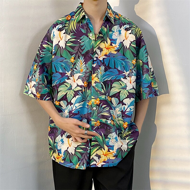 夏威夷风三亚泰旅游短袖花衬衫男海南岛休闲沙滩服CS5126特批25,男装T恤,电商A062
