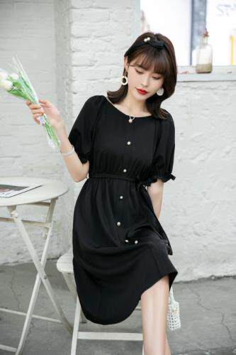 气质松紧腰连衣裙，女装连衣裙，楚楚媚衣
