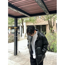 网络图现货！立领PU皮棉服外套高级设计感小众短款棉服RMY29-P100，男装棉衣，星座1005-6
