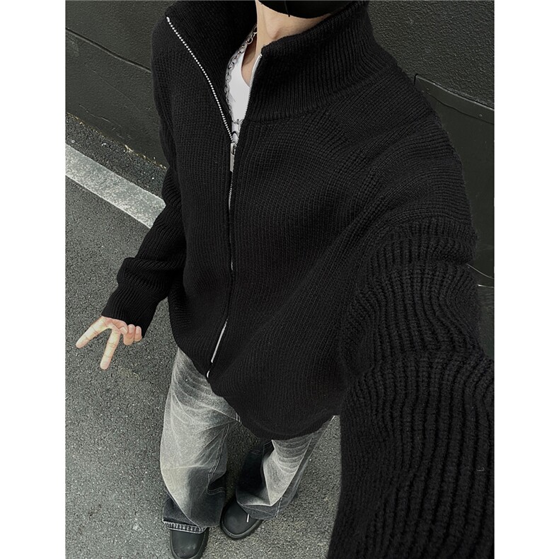 秋冬装cleanfit四角缝线高领针织开衫毛衣外套男H1016P78,男装针织衫/毛衣,电商A341
