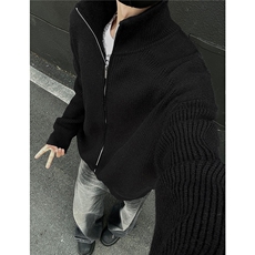 秋冬装cleanfit四角缝线高领针织开衫毛衣外套男H1016P78，男装针织衫/毛衣，电商A341
