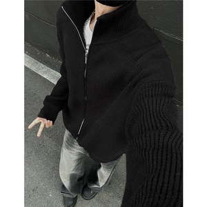 秋冬装 cleanfit四角缝线高领针织开衫毛衣外套男 H1016 P78图片