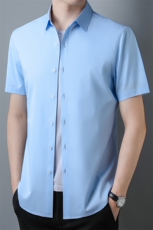 C2828钱塘2020-1中年男士商务休闲简约百搭短袖薄款衬衫P60，男装T恤，钱塘207-1