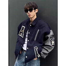 W8997-P63网图现货春季新款外套美式高街情侣夹克百搭棒球服，男装夹克，星座1608-2