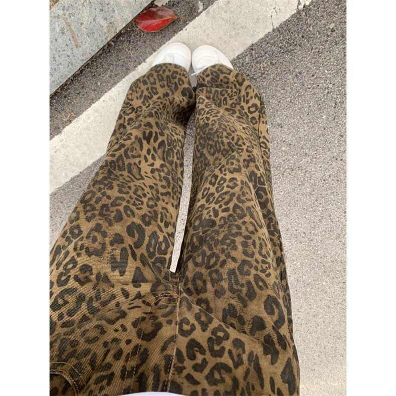 【有货】KZA25LL-P55豹纹牛仔裤男直筒欧美VIBE裤子美式高街,男装牛仔裤,星座1007（原301D）