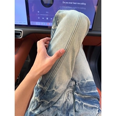 1506-1/KS41391/P50美式复古闪电纹牛仔裤男款秋冬季斜切纹显瘦，男装牛仔裤，星座1506-1