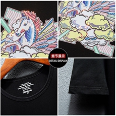新款高品质套头短袖燙钻潮休闲圆领T恤夏季大码简欧上衣A2517-P63，男装T恤，电商A227B（原钱塘4066-1）