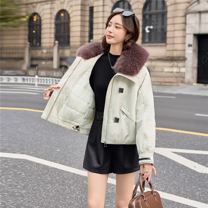 2026年冬季时尚修身可脱卸毛领棉衣棉服女,女装棉衣/棉服,微微衣阁
