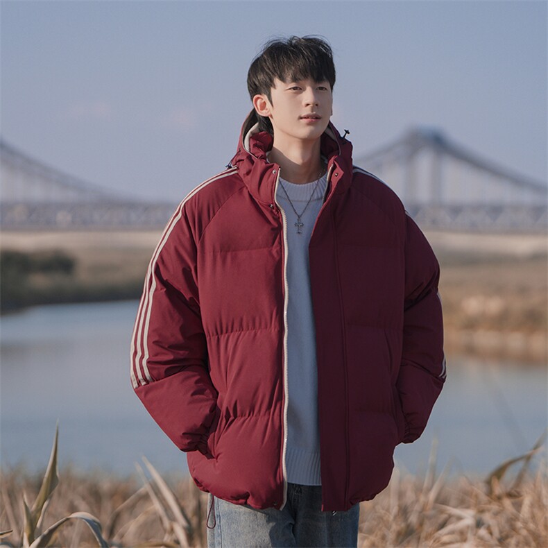 现货抖音得物供视频三条杠织带加厚羽绒连帽棉衣外套棉服MY8097,男装棉衣,电商A486