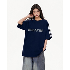 抖音得物高品质二开240克宽松纯棉美式潮牌三条杠织带短袖T恤，男装T恤，电商A486-1