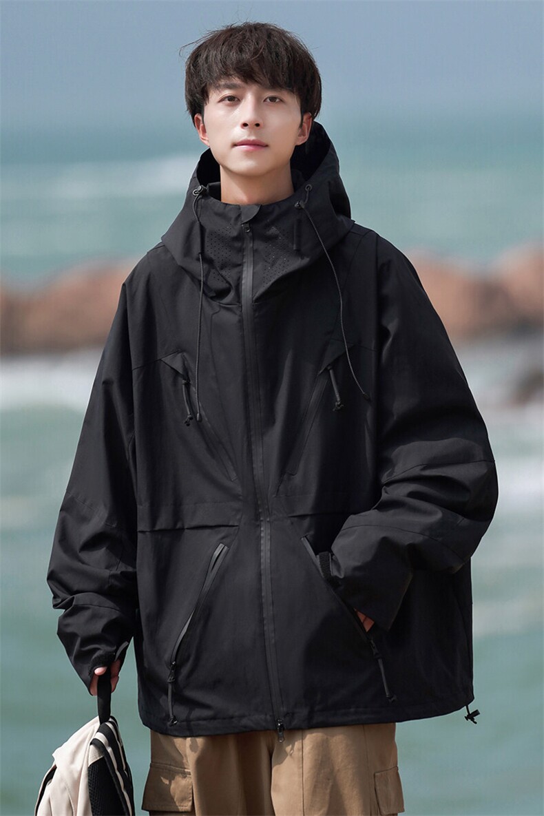 冬新防风防水拉链魔术贴滑雪服男大码加绒加厚夹克外套M19-P180,男装棉衣,电商A001-1