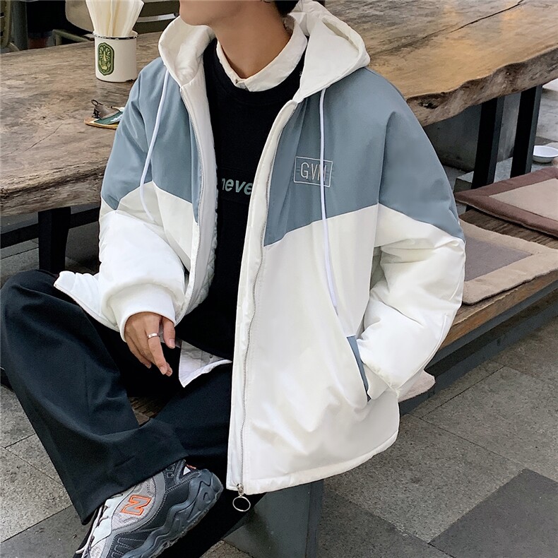 1港风情侣连帽宽松休闲拉链时尚大码M-5XL棉服外套男7786P60控98,男装棉衣,星座226-2
