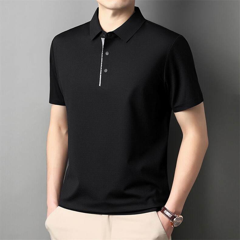 夏季新款短袖T恤男士夏天商务休闲翻领polo衫男无痕冰丝上衣薄款,男装T恤,钱塘6003（原4033）