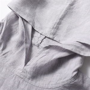 F82292钱塘2020-1高品质男装亚麻长袖T恤时尚男士连帽上衣P110图片
