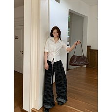 美式设计感波点抽绳休闲裤男女宽松百搭直筒牛仔长裤LNK0077-P50，男装牛仔裤，星座1008
