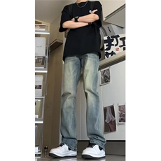 秋冬季美式休闲痞帅重磅加绒复古蓝直筒牛仔裤，男装牛仔裤，四季星座505