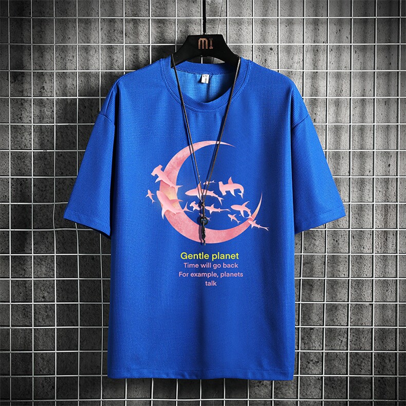 HT73209-P22华夫格t恤男短袖男大码五分袖网格,男装T恤,电商A040A