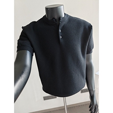 盗图老钱风亨利领纯色凉感复古针织短袖POLO衫H91055/P58控88，男装T恤，电商A243