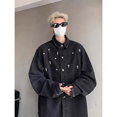高级感重工烫钻星空满天星牛仔外套男女设计感夹克百搭宽松上衣服，男装工装外套，星座1210-1