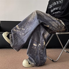 水洗做旧废土风3D打印链条牛仔裤N1105P68，男装牛仔裤，星座1116-2