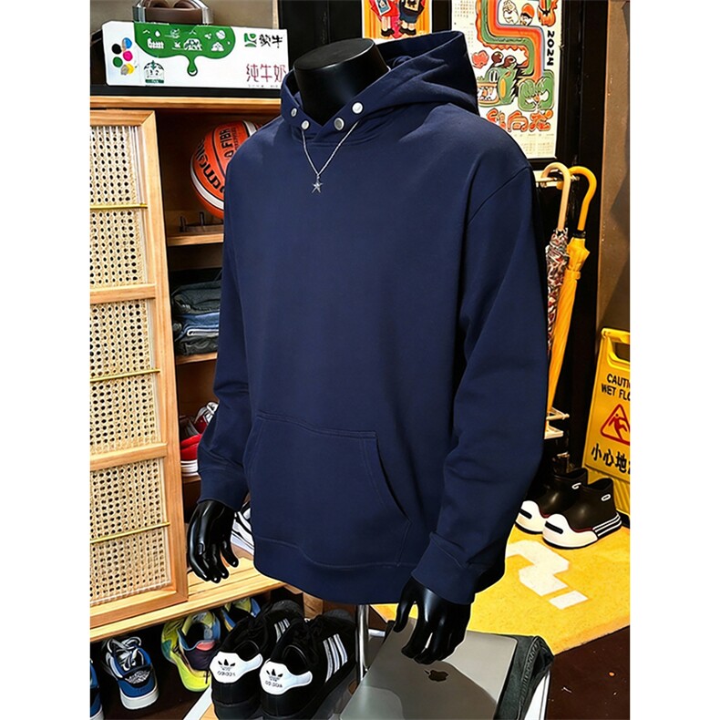 抖音得物品质二开26春装美式高街重磅廓形两粒扣连帽卫衣CM22,男装卫衣,电商A486