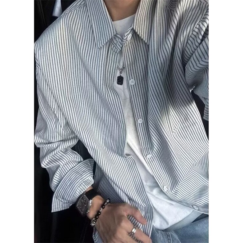 男士长袖衬衫2025春秋季复古细密格纹休闲通勤宽松男衬衣CH1010,男装衬衫,星座1116A（原606A-3）