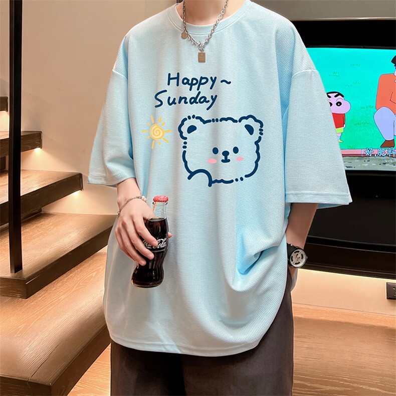华夫格t恤男短袖男大码五分袖酒店风HT73309-P22,男装T恤,电商A040