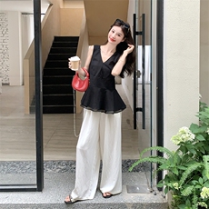 网纱拼接无袖马甲阔腿裤套装女夏2025新款巨好看小众不撞款轻熟风，女装套装/套裙，浙宝276（原081）