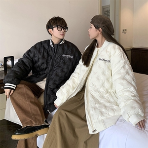 1港风情侣定制面料大码M-5XL保暖棒球领羽绒服外套8709P168控229图片