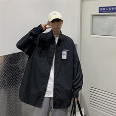 衬衫男港风高级潮牌贴标长袖白上衣秋季高街ins潮痞帅衬衣C2201，男装衬衫，星座1116A-1（原606A）