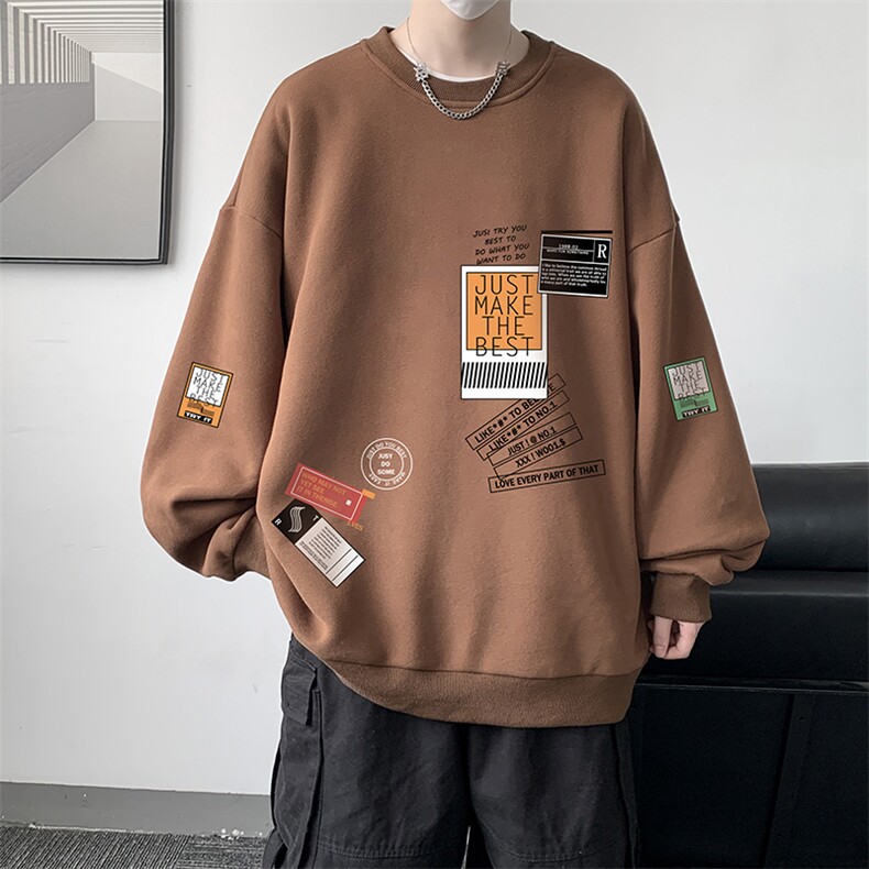 圆领卫衣男大码加厚加绒长袖t恤男S6121-P28加绒款-P33,男装卫衣,电商A040