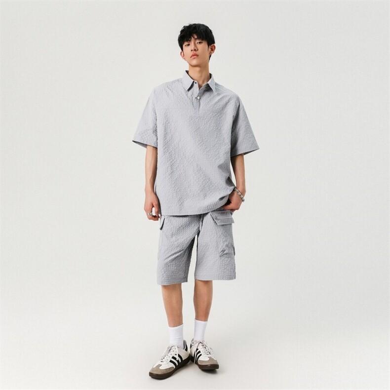 夏季肌理感套装短袖polo衫男装翻领t恤宽松A406TZ5052特P65,男装T恤,星座309（原A406）