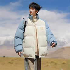 现货抖音得物可供视频三防加厚羽绒拼接棉衣外套面包棉服86651，男装棉衣，电商A486