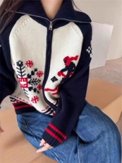 重磅滑雪开衫均码胸围110衣长59袖长68，女装针织衫/毛衣，更慕羊绒