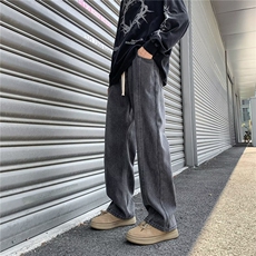 加绒高街牛仔裤男韩版潮流松紧腰帅气2024冬季ins长裤RK1221-P50，男装牛仔裤，星座412-2